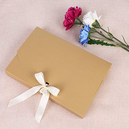 10Pcs Gift Boxes with Ribbon Bowknot Kraft Paper Gift Bag Envelope Wrapping Box Scarf Lingerie Necklace Shirt Gift Packagi...