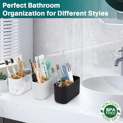 GFWARE Black Toothbrush Holder - Bamboo Toothbrush Holders for Bathrooms Electric Toothbrush Holder Organizer Kids Toothbr...