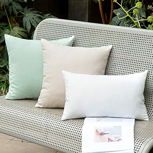 MIULEE Pack of 2 Decorative Outdoor Solid Waterproof Throw Pillow Covers Faux Linen Garden Farmhouse Cushion Cases for Pat...