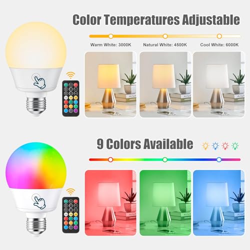 Brightown E26 Rechargeable Light Bulb with Remote and Timer, Battery Backup Bulb for Sconces and Lamps, Magnetic Bulbs for...