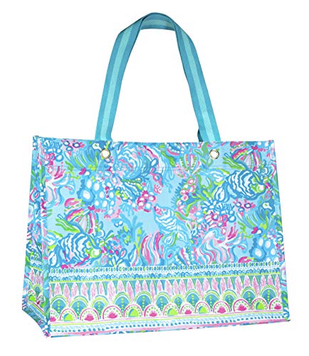 Lilly Pulitzer XL Market Shopper Bag, Oversize Reusable Grocery Tote with Comfortable Shoulder Straps