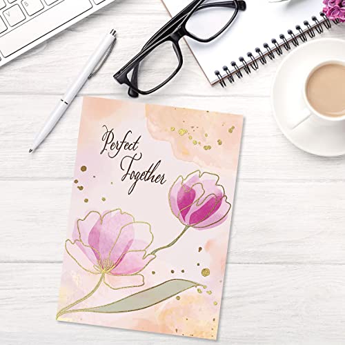 Current Floral Pairs Deluxe Happy Anniversary Cards For Couples - Set of 8 (4 Designs), 5 x 7 Inches, Sentiments Inside