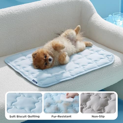 Bedsure Cooling Mat for Large Dogs, Q-Max>0.5 Thin Breathable Cold Crate Pad for Pet, Portable Washable Kennel Bed for Sum...