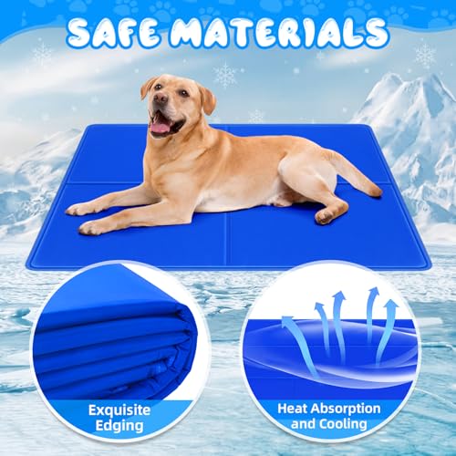 Drydiet 4 Pack Dog Cooling Mat - 13'' X 16'' Solid Gel Self Cooling Mat with Storage Bag Pressure Activated No Refrigerati...