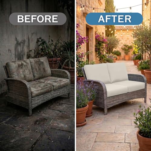 hyha Waterproof Outdoor Cushion Covers for Patio Furniture, Stretch Patio Chair Cushion Slipcovers, Coated UV Resistant Re...