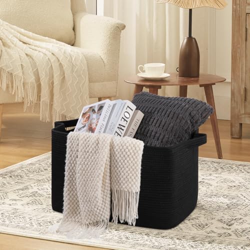 OIASKET 95L Extra Large Blanket Basket, 24" x 16.9" x 14.2" Woven Storage Basket for Living Room, Rectangle Nursery Blanke...