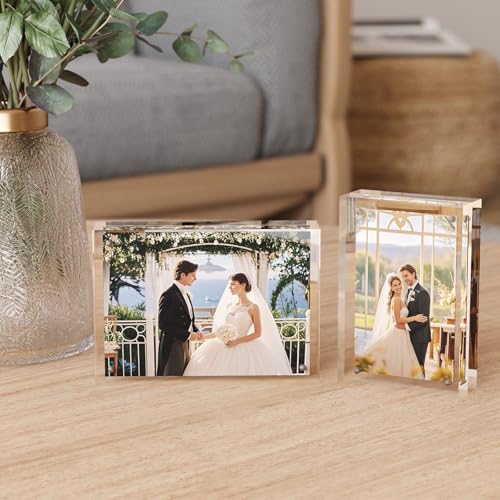 Egofine 4x6 Acrylic Frames 6 Pack, 20mm Thicker Frameless Clear Picture Frames, Double Sided Magnetic Picture Frames, Free...