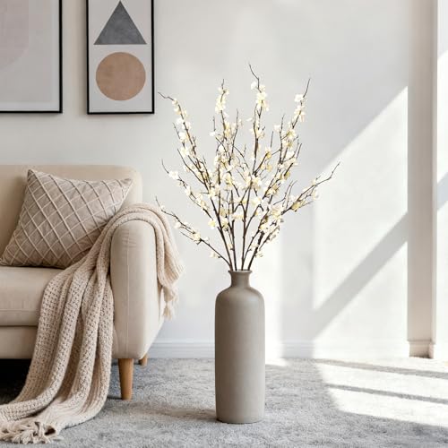 Ammyoo 4Pcs Cherry Blossom Branches Artificial Flowers for Spring Summer Indoor Decoration,Faux Long Stem Artificial Flowe...