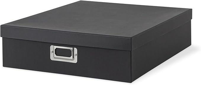 Soul & Lane Photo Storage Box with Lid, 14.8 × 13.0 × 3.7 Inches, Keepsake Memory Organizer, Cardboard Storage for Photo A...