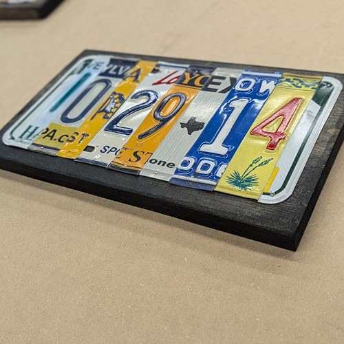 Personalized License Plate Date Sign – Custom Anniversary Sign – Handmade from Real Cut License Plates – Wedding, 10th Ann...