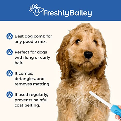Grooming Comb for Long & Curly Hair in Dogs & Cats - Top Pet Detangler Brush - Removes & Prevents Matted Fur - Perfect for...