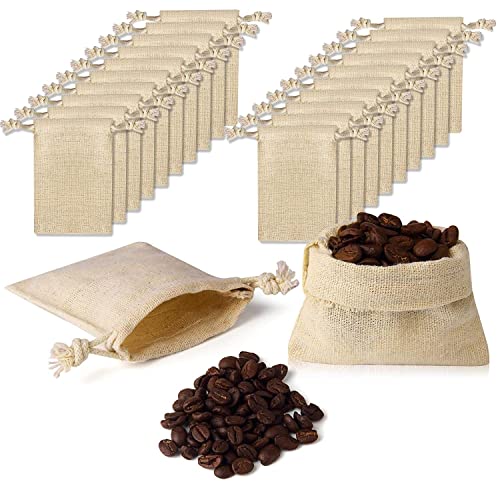 JIAKAI Pack of 20PCS 3x3.7Inch Double Drawstring Cotton Cloth Bag for Small Jewelry Bracelet Beads Spice Gift Bags