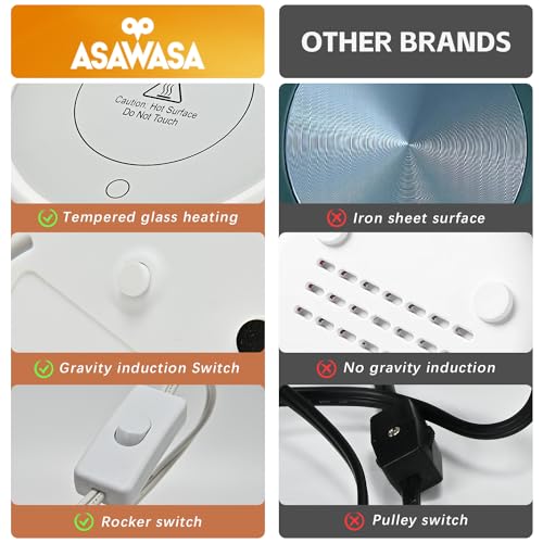ASAWASA Smart Candle Warmer for Large Jar, Coffee Mug Warmers, with Gravity Switch Auto Shut-On/Off, Safely and evenly Rel...