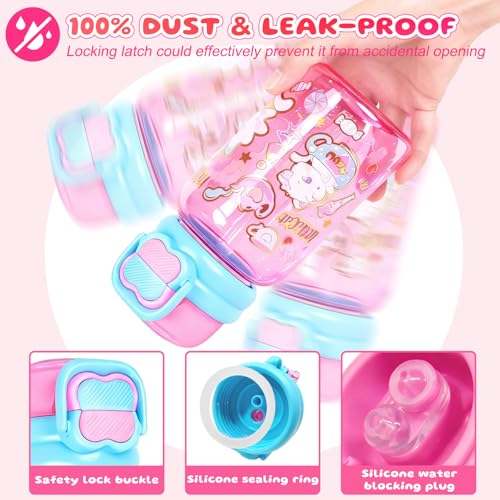 YOYTOO Kids Water Bottle with Pop-Open Straw & Spout 2-in-1 Lid, 20oz Leak-Proof Tritan Plastic BPA-Free Kids Cup with Str...