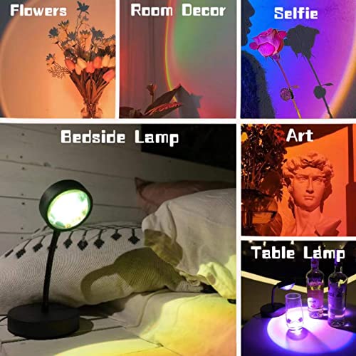 JIMEI Sunset Lamp Projector Led Lights for Bedroom Night Light RGB Lights Sun Sunlight Sunrise Lamp 10w 360° Rotation Mood...