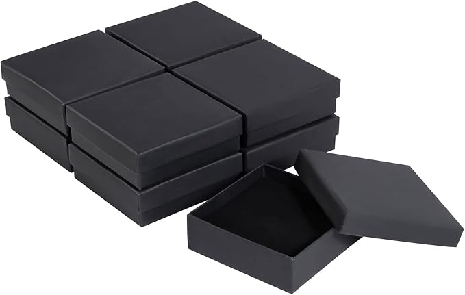 Sdootjewelry Black Jewelry Boxes Bulk 12 Packs, Jewelry Gift Box with Foam, Small Jewelry Boxes for Gifts, 3.5'' × 3.5'' ×...