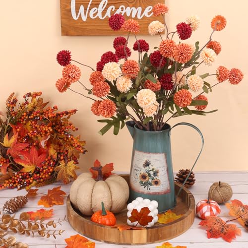 CEWOR 10pcs Fall Artificial Flowers for Vase, Fake Flowers for Autumn Table Centerpieces Decor, Aesthetic Artificial Flowe...