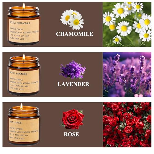 Candles for Home Scented, 150 Hours of Burning Time Aromatherapy Candle, 6 Pack Natural Soy Candle Set, Scented Candles Ve...
