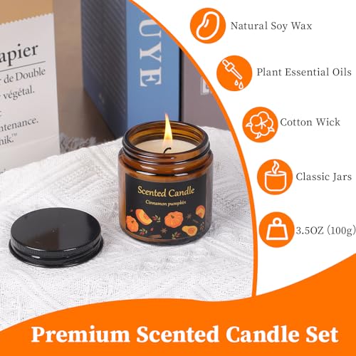 Aeraroma 6 Pack Candles for Home Scented, Aromatherapy Candles for Women Men, 21oz Natural Soy Wax Scented Candle Set, Amb...