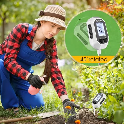 YAMRON 4-in-1 Soil Moisture Meter, Digital Plant Temperature/Soil Moisture Test & PH Meter/Sunlight Intensity, Backlight L...