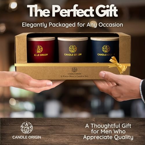 Candle Variety Pack - 3×10 oz Scented Candles Premium Gift Set for Men - Aromatherapy Candles for Him - Natural Soy Wax - ...