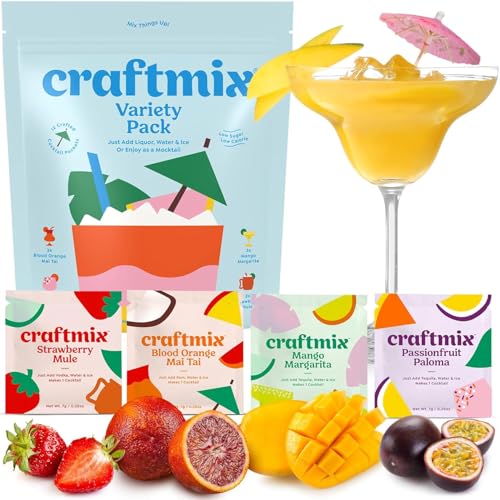 Craftmix Variety Pack Cocktail & Mocktail Drink Mixer, Skinny Mixes - Water Flavoring Packets - Made With Real Fruit - Veg...