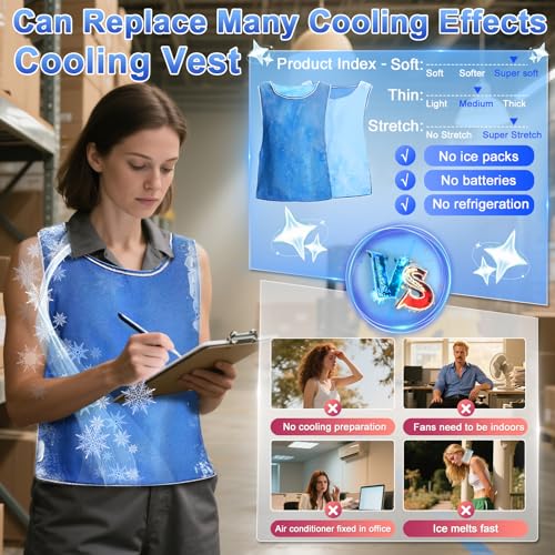 Cooling Ice Vest for Men Women - PVA Mesh Dual Wear Evaporative Cool Vest with Reflective Strips for Running, Cycling, MS,...
