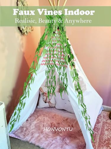 HONVONTU 200 Strands 1200FT Fake Ivy Leaves Artificial Ivy Greenery Garland Faux Willow Vines Silk Hanging Plants Home Aes...