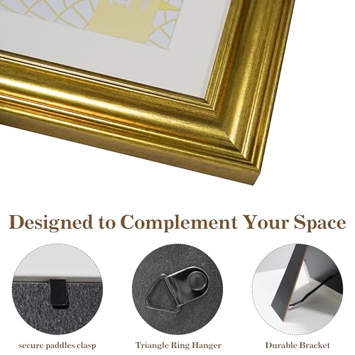 VIOLABBEY 6x6 Picture Frame Gold, Vintage Photo Frames Square, Fits Pictures 4x4 with Mat or 6 x 6 without Mat, Display fo...