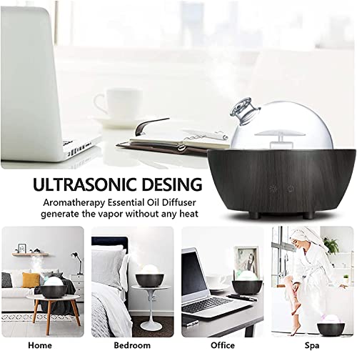 280ml Glass Essential Oil Diffuser Aromatherapy Diffusers Ultrasonic Cool Mist Humidifier with 2 Mist Modes & 7 Color LED ...