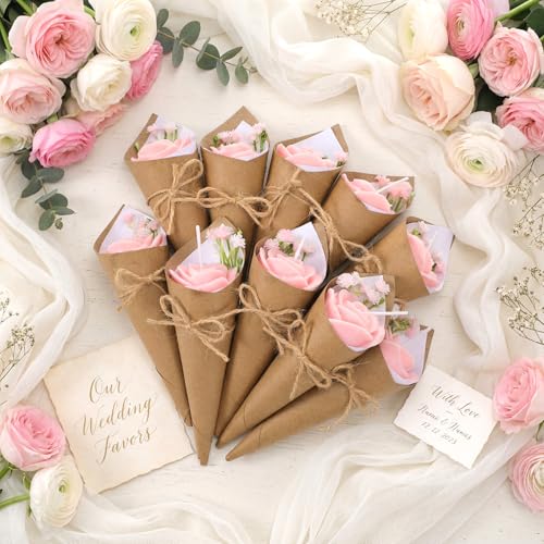 Conelist 20 Pcs Pink Rose Wedding Candles for Guests Mini Flower Shaped Candles Bouquet Floral Tealight Bulk Table Decor G...