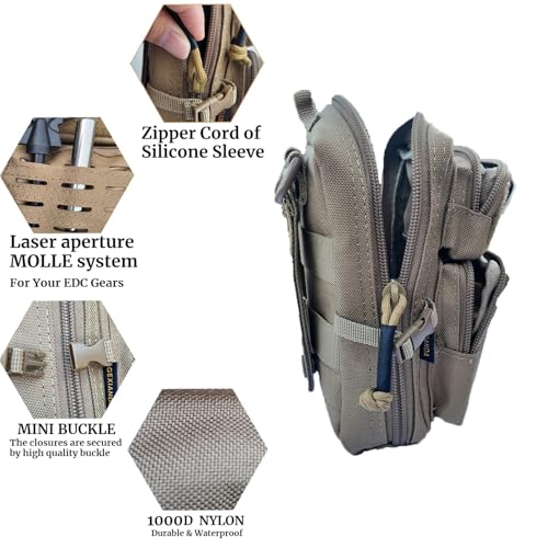 2 Pack Tactical Molle Utility Pouchs,Mini Belt Pouch EDC Pouch Tactical Phone Pouches Outdoor Admin Tool Pouch Medical EDC...