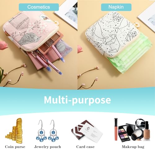 Amabro Sanitary Napkin Storage Bag, 2PCS Period Bags Cute Sanitary Pad Storage Pouch Tampon Pantyliners Menstrual Purse Da...