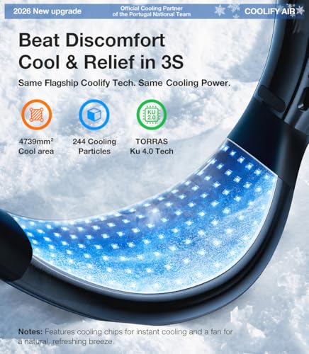 TORRAS COOLiFY Air 2026 Upgraded Neck Fan Air Conditioner, Dual-Airflow Pro Cooling, Ultra Light Portable Fan Rechargeabl...