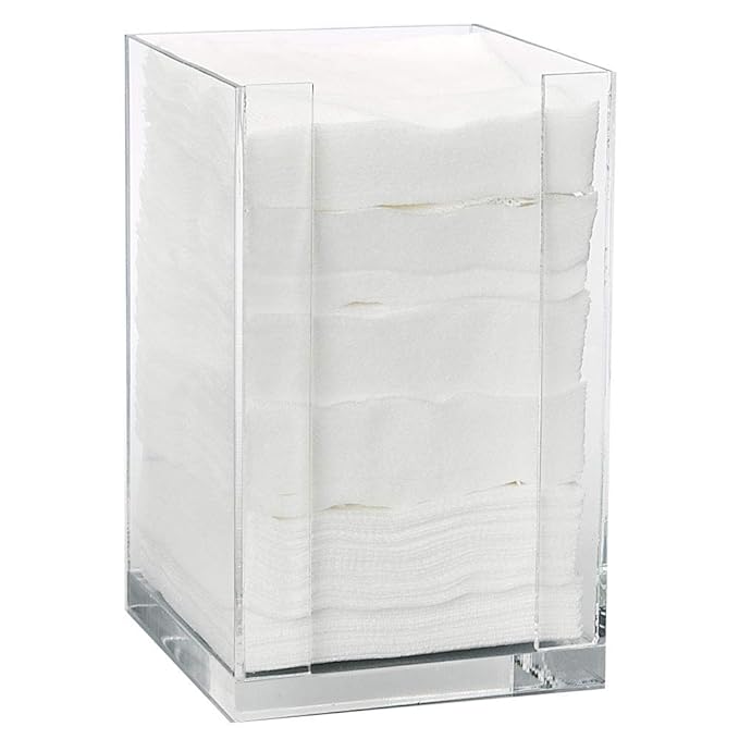 ForPro Square Pad Dispenser - Clear, Acrylic, Open Sides and Top Dispenser - Fits 4” x 4” Cotton Pads - 7” H x 4.25” W x ...