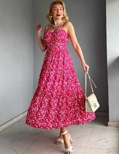 GRACE KARIN 2026 Women's Spaghetti Vacation Sundress Summer Beach Flowy Boho Floral Maxi Dresses with Pockets