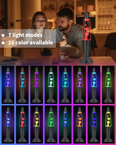Black Liquid Motion Lamps 17 Colors Changing with Remote, 13.5 Inch LED Night Light for Kids Adults, Mood Lighting Small T...