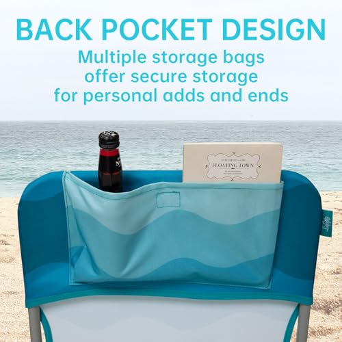 #WEJOY Folding Beach Chair for Adults, Lightweight Beach Chair with Shoulder Straps, High Back Camping Chairs with Hard Ar...