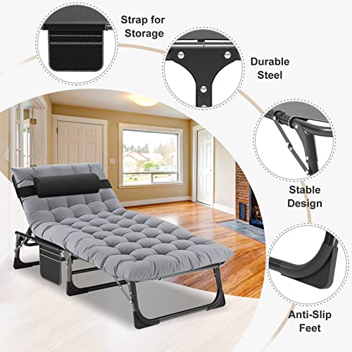 ABORON Chaise Lounge Chair,5 Positions Padded Outdoor Tanning Chair,Heavy Duty Portable Lounge Chair for Outdoor Sunbathin...