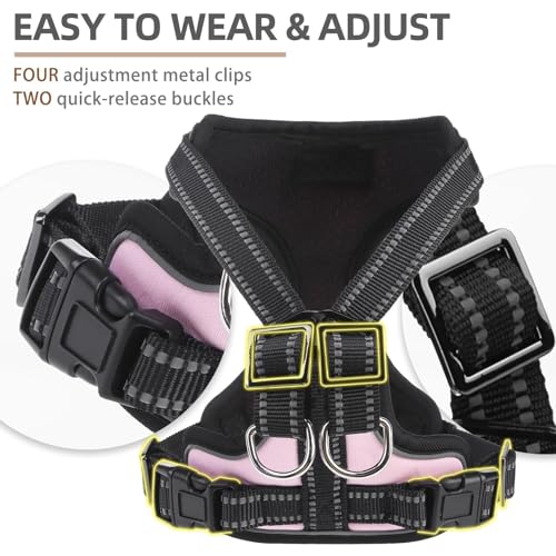 PUPTECK Dog Harness and Leash Set Medium Sized, Adjustable Reflective Escape Proof Puppy Vest, No Pull Walking Harness Eas...