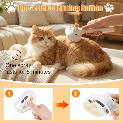 JAWADE 2026 New Upgrade 3-in-1 Pet Steam Brush - Dog Brush for Shedding & Cat Brushes for Indoor Cats - Skin-Friendly, Sel...