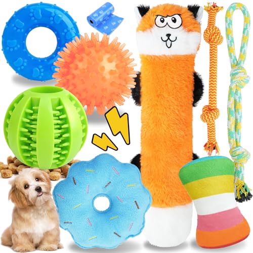 PatsFran Puppy Toys for Teething, 9 Pack Interactive Dog Toys for Small Dogs, Puppy Chew Toys for Boredom with Rope Toys, ...