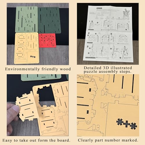 3D Flower Wooden Puzzles for Adults DIY Wooden Flowers Model Kit Building Set Crafts for Adults to Build, Botanical Collec...