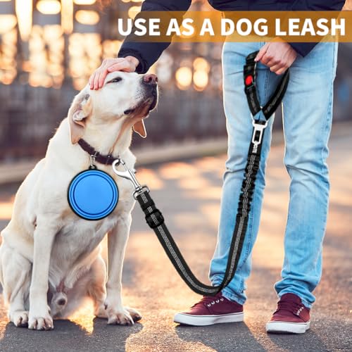 3 Piece Dog Car Seat Belt Set - Retractable Adjustable Pet Seatbelts for Vehicle Headrests - Heavy Duty, Elastic & Durable...