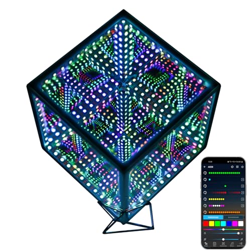 Heepulor Infinity Hyper Cube LED Table Lamp, Color-Changing Music-Sync APP-Controlled Ambient Light for Gaming, Party, Hom...