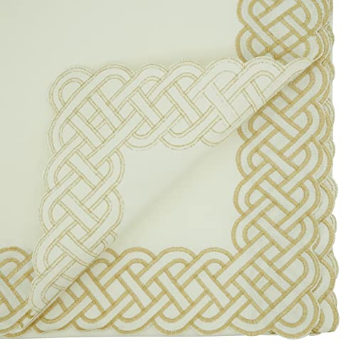 Saro Lifestyle Braid Embroidered Tablecloth, 65"x90", Gold