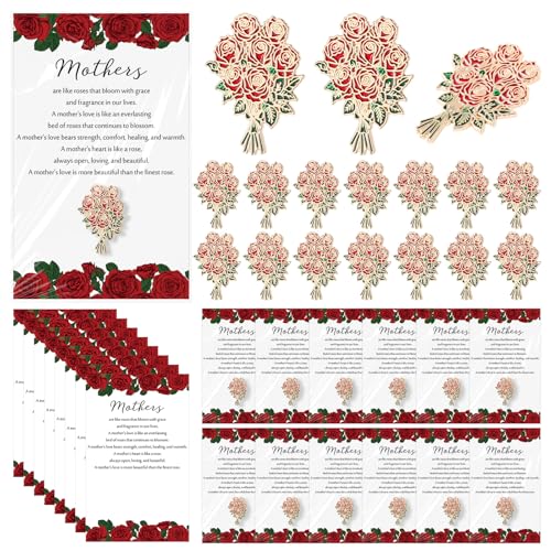 Liliaafar Flower Bouquet Enamel Pins Bulk, Mother's Day Gifts for Mom, Rose Bouquet Brooches with Appreciation Cards, Insp...