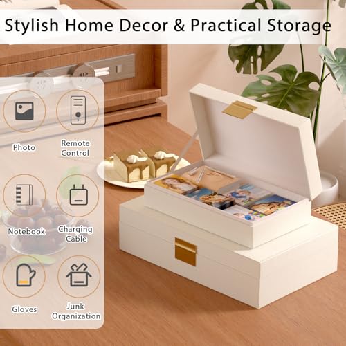 Decorative Storage Boxes Set of 2 - Multi-Purpose Beautiful PU Leather Organizer Bins for Your Home Decor - Decorative Con...