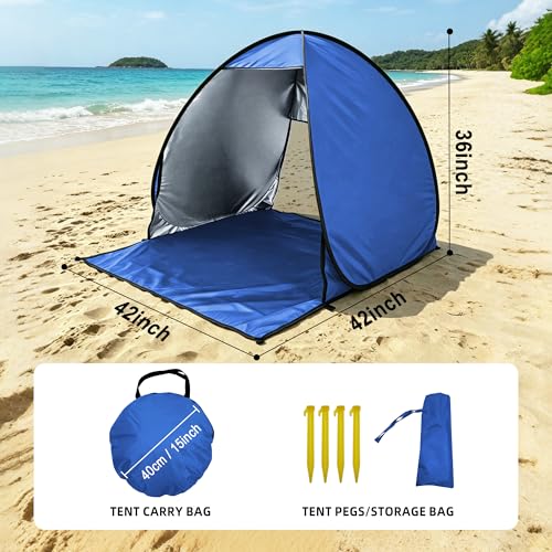 NARMAY Camping Tent, Pop Up Beach Tent, Portable Sun Shelter for 1-2 Person with UPF 50+ UV Protection - Blue