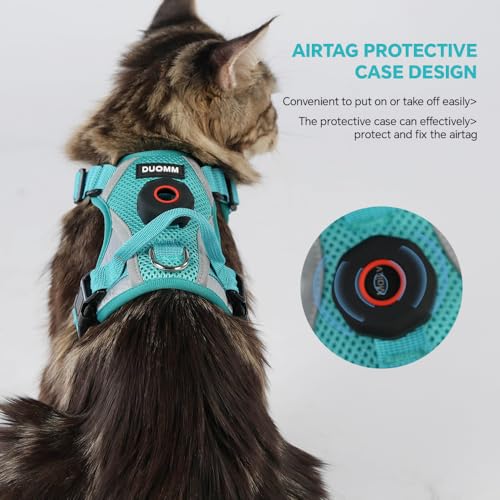 Cat Harness and Leash Set with AirTag Holder: Upgraded Escape Proof Vest with Lead for Small Dog Puppy Large Cat Walking，S...